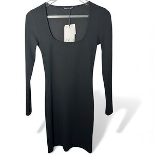 Zara Elegant Black Long Sleeve Dress. New With Tags.